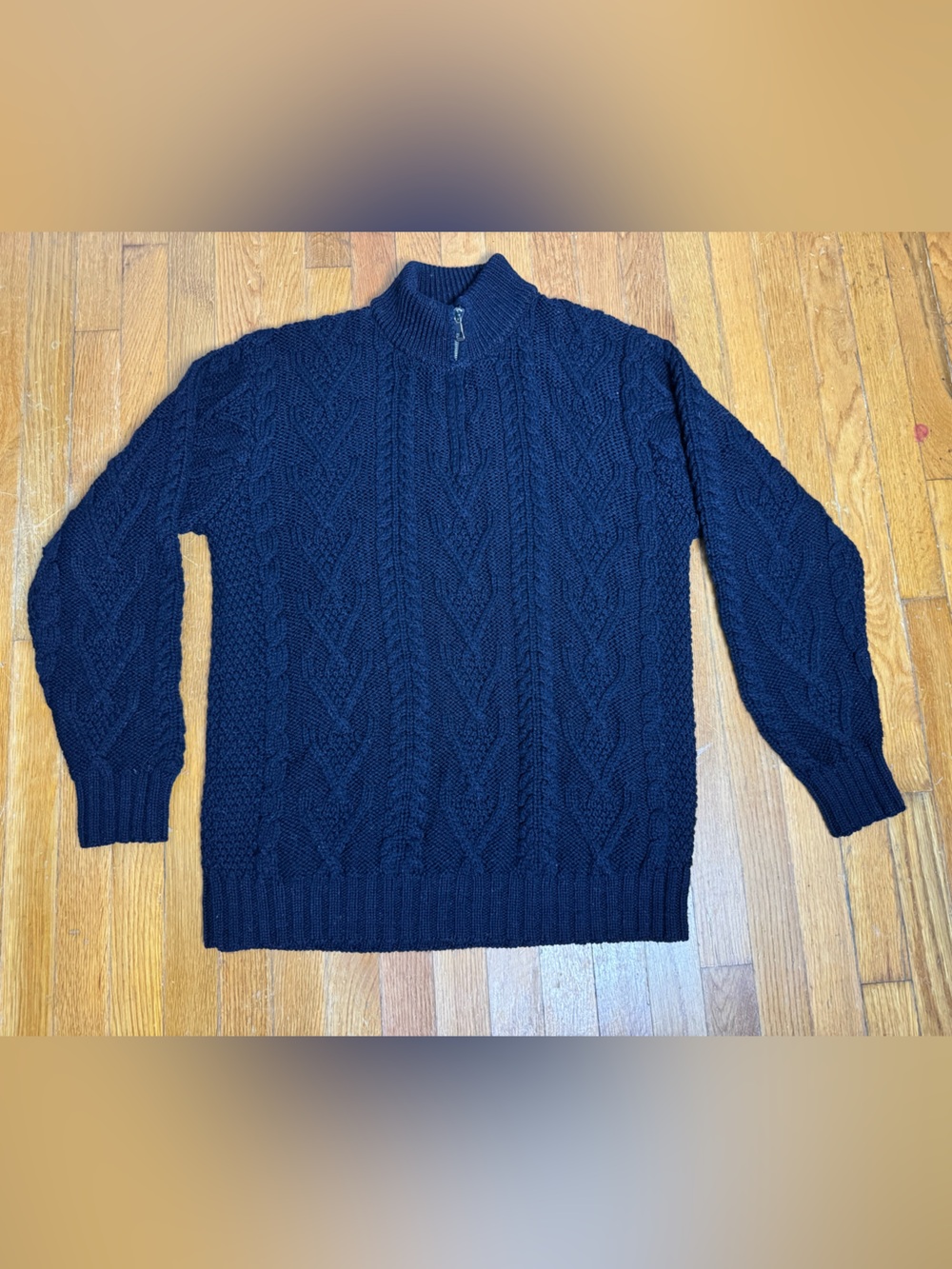 Men's Navy Cable Zip-Up Sweater